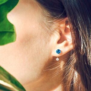 Feeling Blue 14k real gold earring